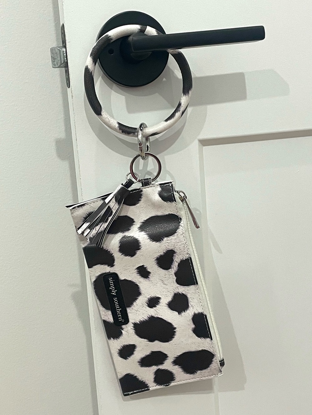 Simply Southern Wristlet cow print wallet coin purse keyring
